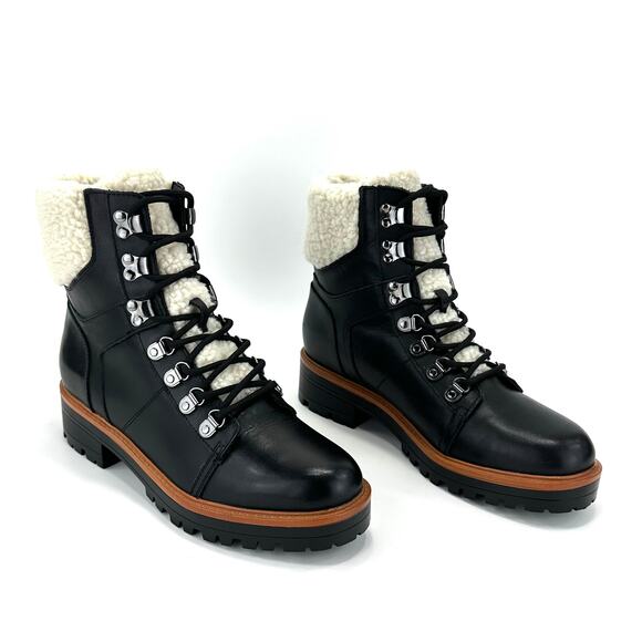 Marc Fisher Isabel Women Lug Sole Bootie Size 9.5M Black Leather Ankle Boot New - Picture 2 of 16